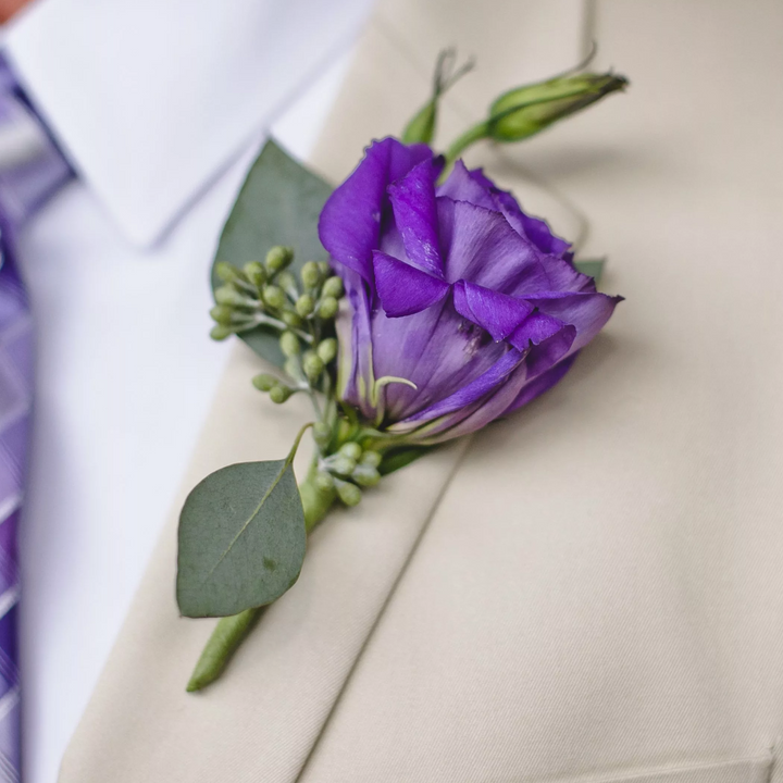 purple boutonniere